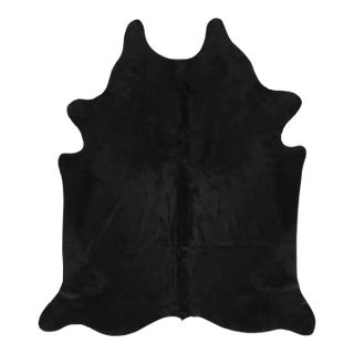 Rug & Kilim’s Contemporary Cowhide Solid Rug in Deep Black For Sale