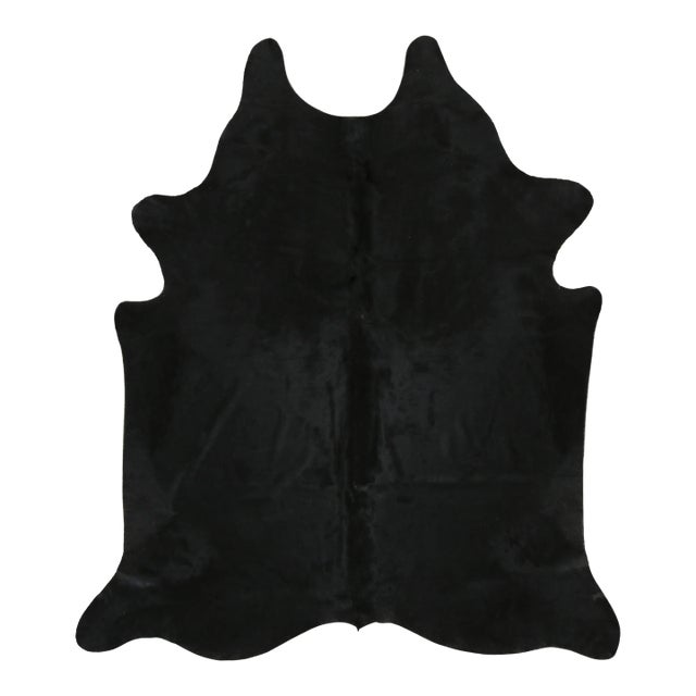 Rug & Kilim’s Contemporary Cowhide Solid Rug in Deep Black For Sale