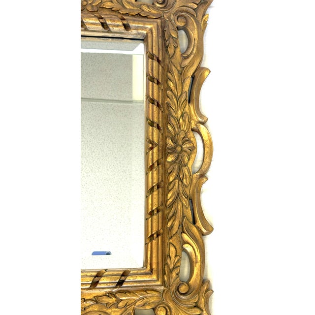 Plastic Vintage French Regency Beveled Edge Mirror With High Pediment and Antique Gold Finish For Sale - Image 7 of 16