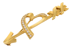 Tiffany & Co. Paloma Picasso Diamond 18k Yellow Gold Heart Arrow Brooch