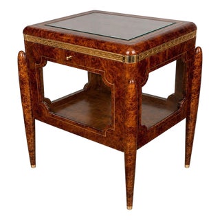 Versace Style Burl & Brass Greek Key Display Curio Vitrine. Italy, 20th Century. For Sale