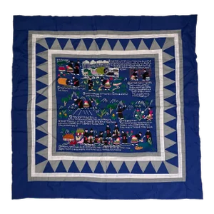 Large 34x34 Embroidered Hmong Story Cloth Panel