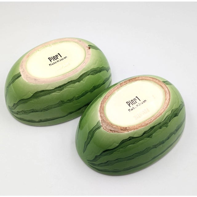 Vintage Pier 1 Japanese Watermelon Ceramic Serving Bowls -Set of 2 For Sale In Phoenix - Image 6 of 7