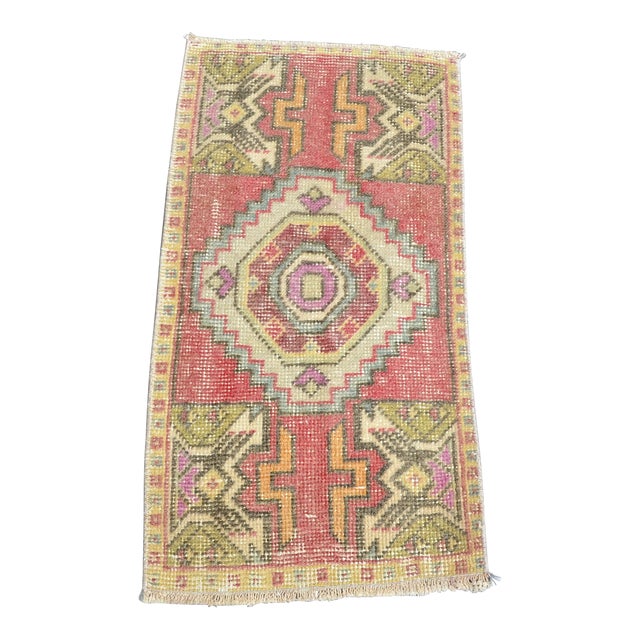 Vintage Turkish Handmade Small Carpet For Sale