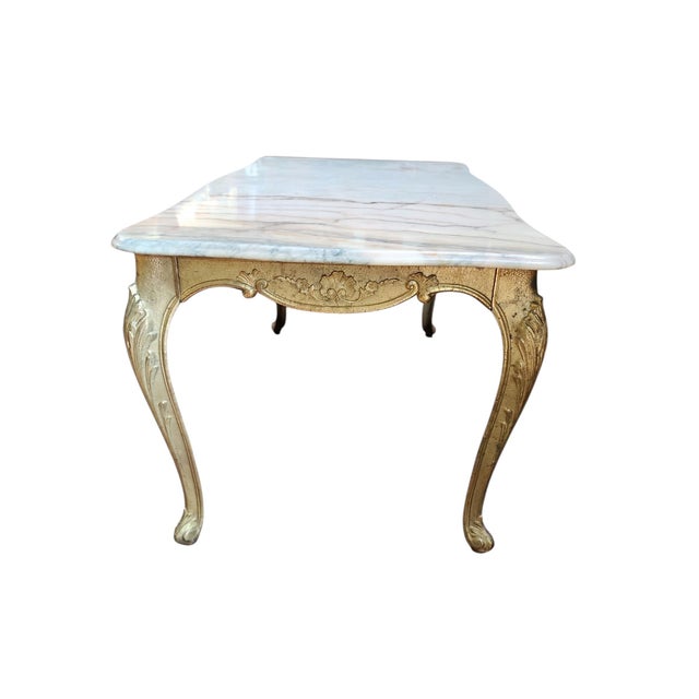 French 1960s Vintage French Marble Top Brass Accent Table For Sale - Image 3 of 5