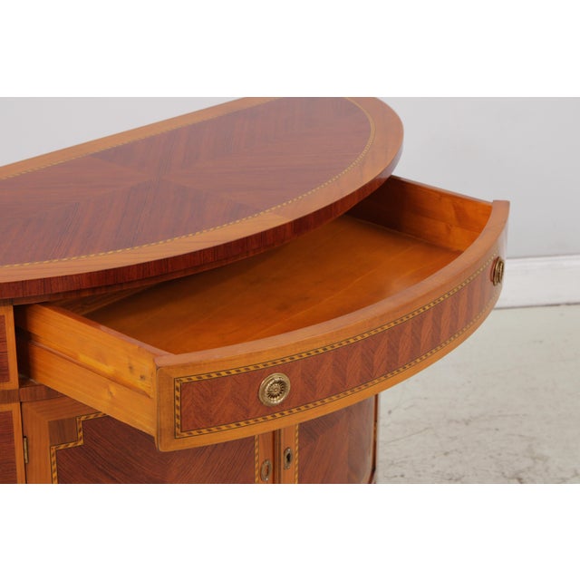 Decorative Crafts Walnut Inlaid Demi Lune Commode Cabinet For Sale In Philadelphia - Image 6 of 18