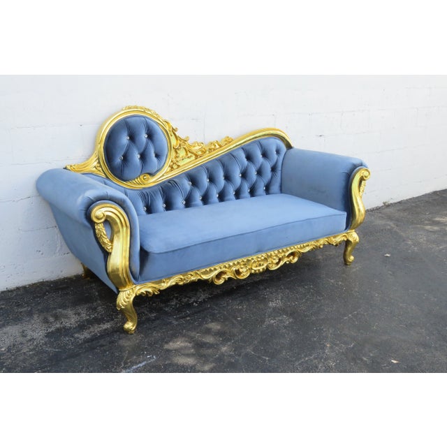 This classic Sofa Chaise Lounge is made out of wood, resin, and fabric. This elegant Sofa has a Rococo French design,...