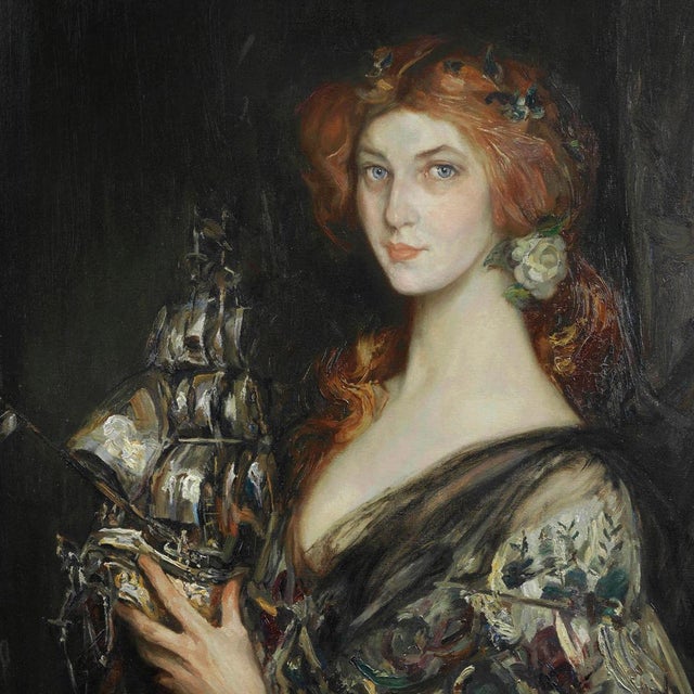 Reproduction print of the original oil painting "The Silver Ship" by Anglo-American painter James Jebusa Shannon...