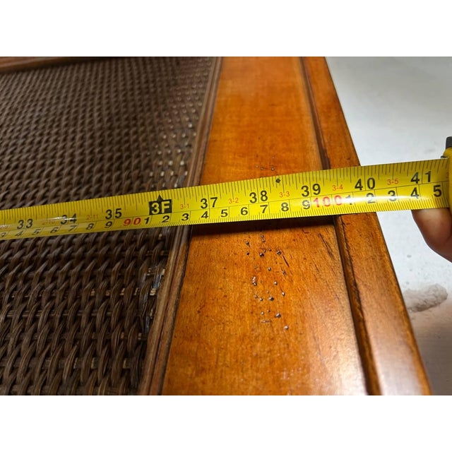 Mid Century Cane Back Twin Headboard Solid wood frame , sturdy Approximate measures: 40' wide, 47'' tall 2'' deep