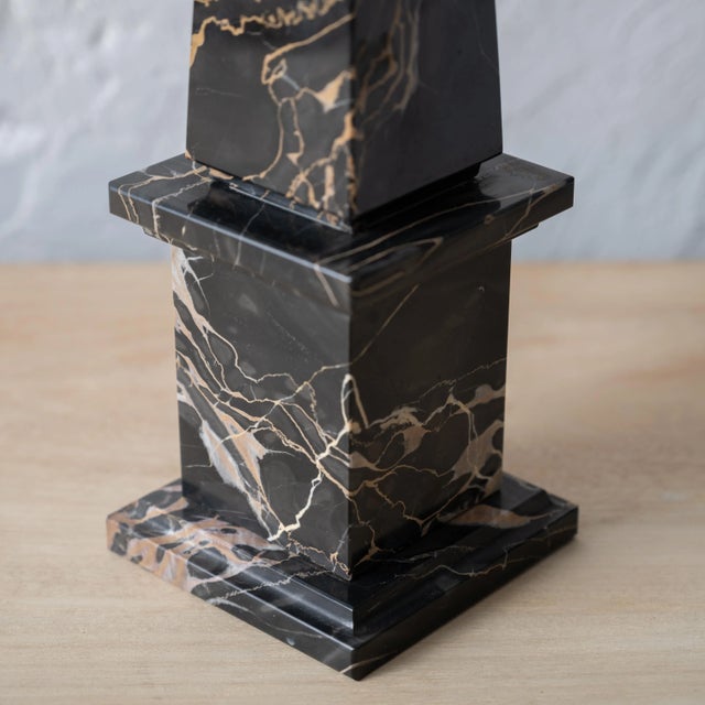 Black Portoro Italian Marble Obelisk For Sale - Image 4 of 7