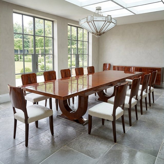 1930s French Art Deco Dining Room Set in Mahogany, 1930s, Set of 7 For Sale - Image 5 of 13