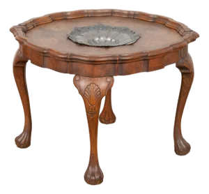 Early 20th Century Danish Round Coffee Table With Removable Tray