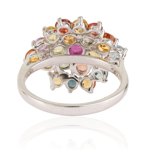 Not Yet Made - Made To Order Carat&Her 4.17 Ct Rainbow Sapphire Retro Cluster Ring, Size 7 For Sale - Image 5 of 15