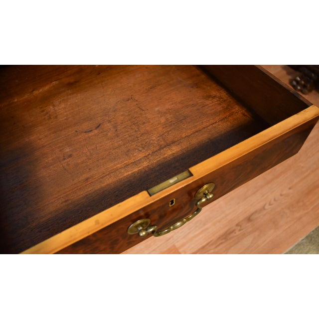 1870s Antique English Regency Mahogany Inlaid Cylinder Tambour Roll-Top Desk For Sale - Image 13 of 18