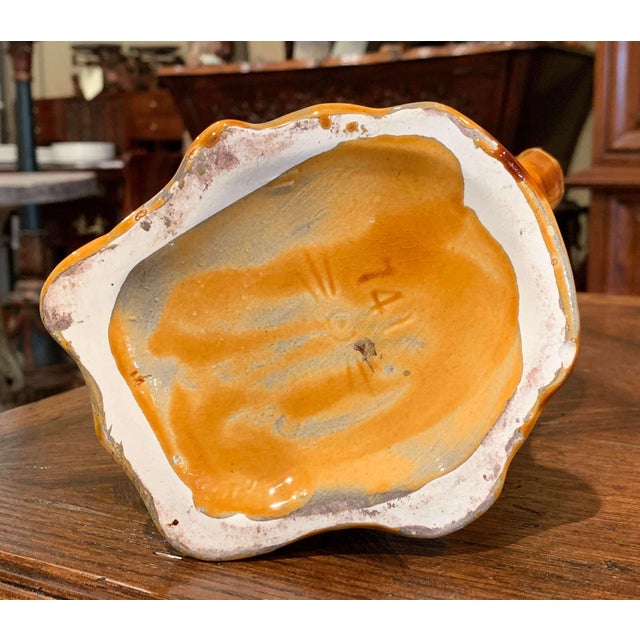 Beige Early 20th Century French Painted Ceramic Barbotine Figure Pitcher by Onnaing For Sale - Image 8 of 10