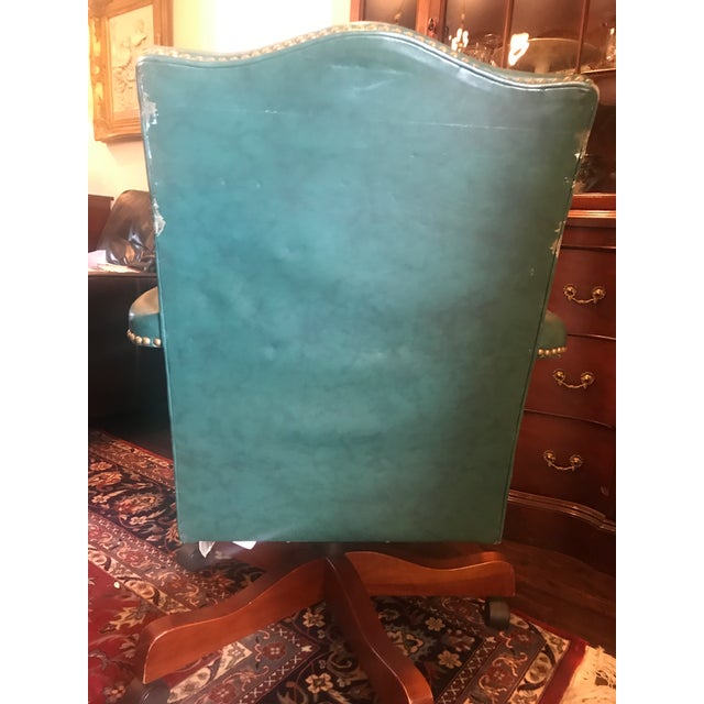 Ethan Allen "The Lee" Rolling Dark Green Leather Desk Chair Chairish