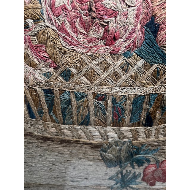 Pair of Framed French Embrodery Floral Tapestries For Sale - Image 10 of 14