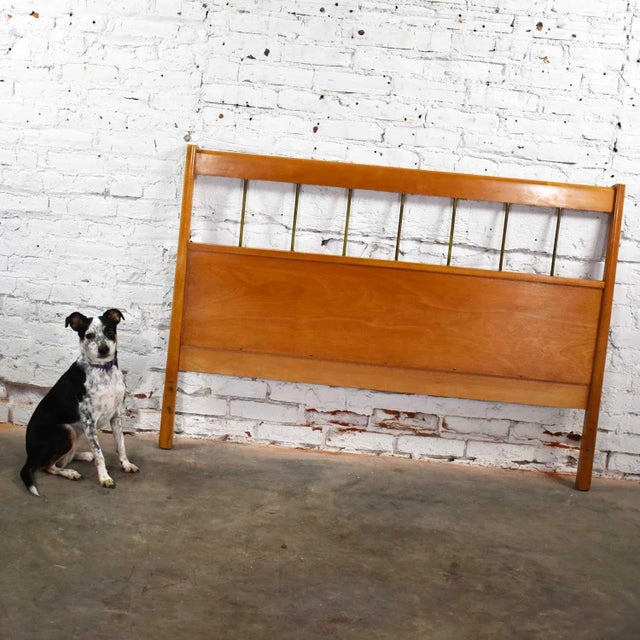 Wood Paul McCobb Planner Group Mid Century Modern Full-Size Headboard Brass & Birch For Sale - Image 7 of 13