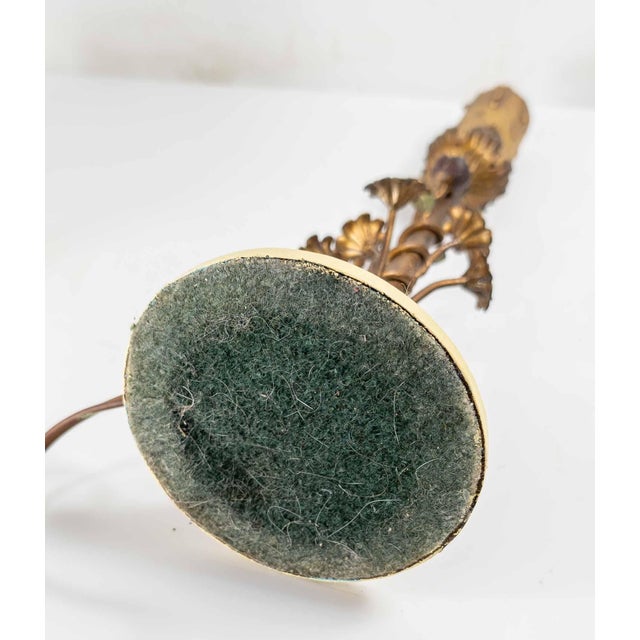 20th Century Italian Floral Tole Ware Style Metal Boudoir Table Lamp With Distressed Shade For Sale - Image 12 of 12