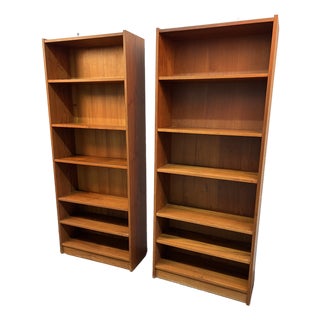 Pair of Mid-Century Modern Danish Teak Tall Bookcases For Sale