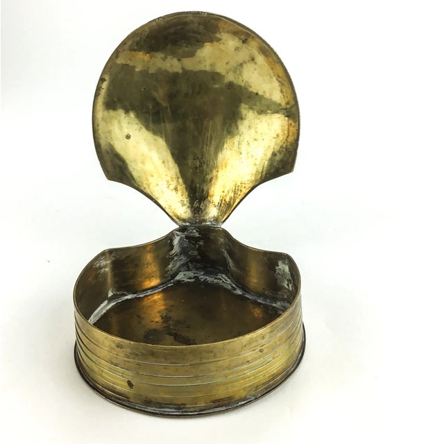 Metal Vintage Solid Brass Scallop Lidded Trinket Box For Sale - Image 7 of 9