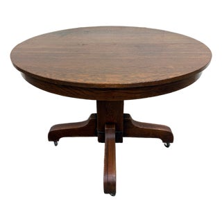 Antique Mission Arts & Crafts Quarter Sawn Tiger Oak Dining Table For Sale