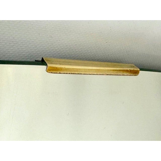 Metal Art Deco German Wall Mirror with Brass Decoration, 1940s For Sale - Image 7 of 8