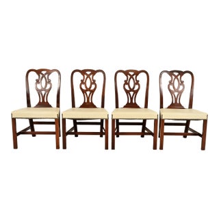 Baker Furniture Georgian Carved Mahogany Dining Chairs, Set of Four For Sale