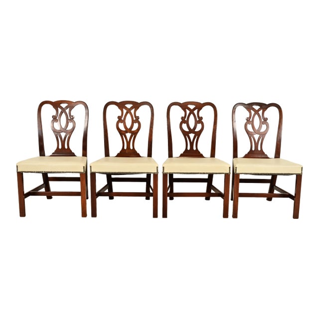 Baker Furniture Georgian Carved Mahogany Dining Chairs, Set of Four For Sale