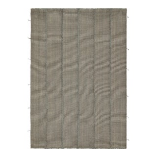 2010s Rug & Kilim’s Contemporary Kilim Rug in Gray and Blue Stripes With Brown Accents For Sale