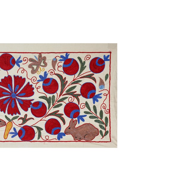 1960s Hand-Embroidered Rabbit Suzani Runner For Sale - Image 5 of 10
