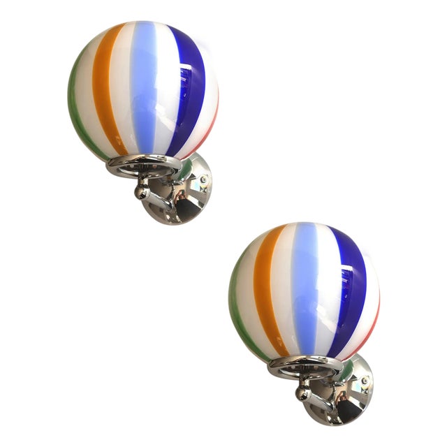 Modern Multicolor Murano Glass Rods Wall Lamps by Simoeng, Set of 2 For Sale