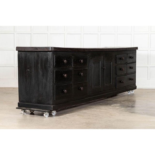 19th Century English Country House Elm and Pine Kitchen Scullery Island, 1850 For Sale - Image 12 of 17