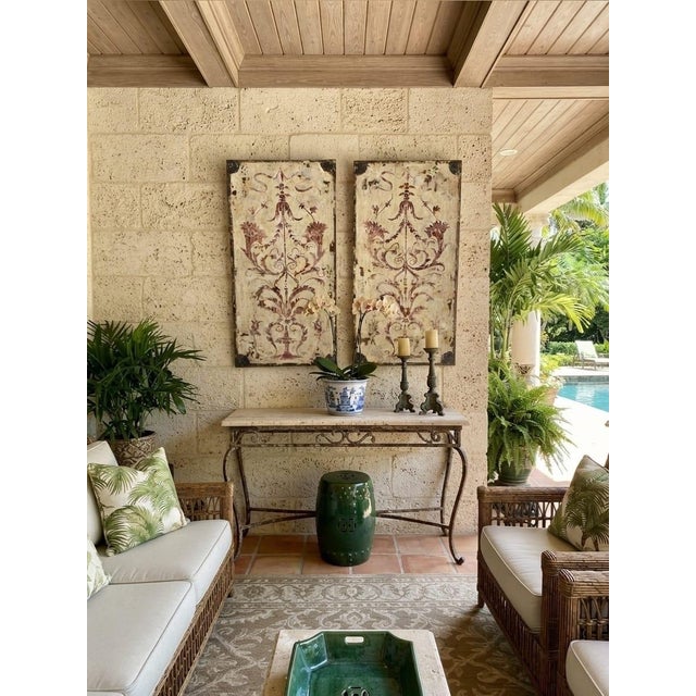Pair of Vintage Distressed Botanical Wooden Wall Panel For Sale - Image 11 of 12