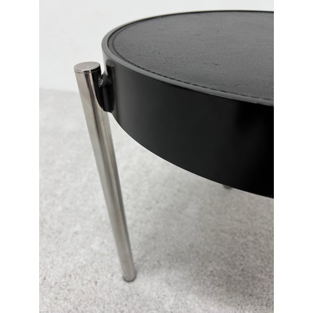 Brighella Black Leather and Chrome Side Table for Zanotta, Historical Archive For Sale - Image 9 of 13