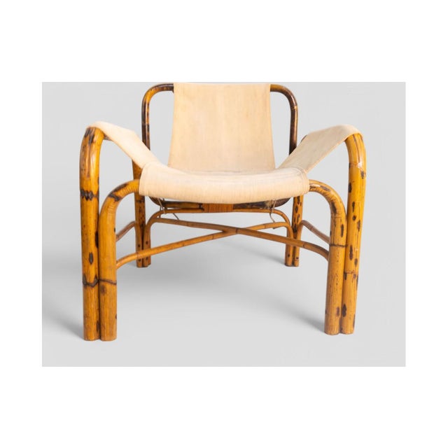 Vintage Bamboo and Canvas Armchair, 1960s For Sale - Image 9 of 12