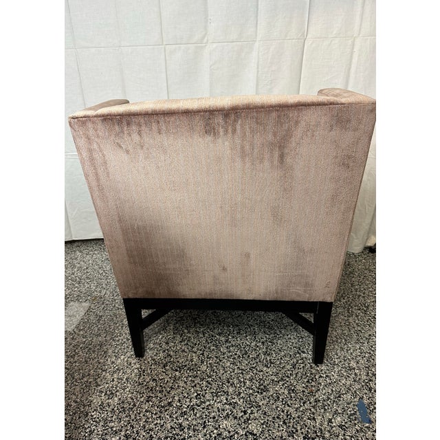 Contemporary Pair Bernhardt Prentiss Pinstripe Velvet Arm Chairs For Sale - Image 3 of 7