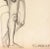 French pencil drawing of a nude male statue with bronze casting to leg by artist M. Lambert, circa 1930. Signed lower...