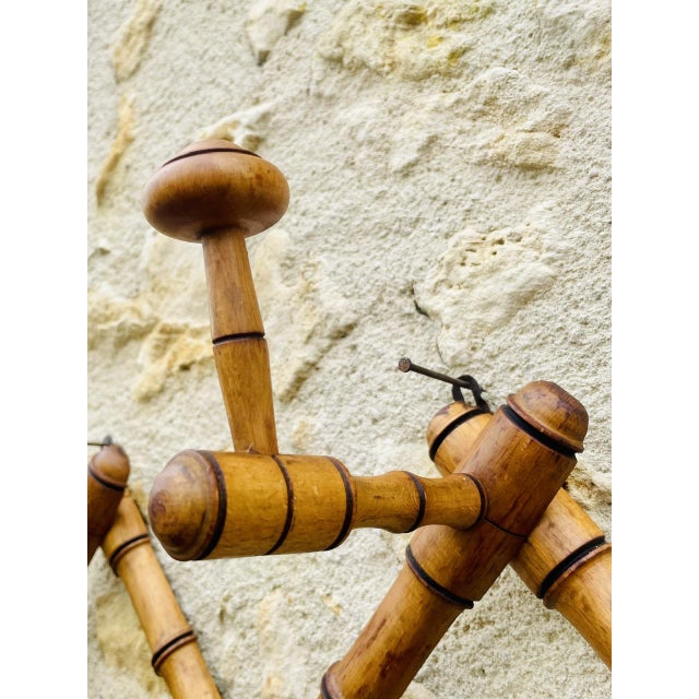 Wall-Mounted Turned Wood Folding Coat Rack, 1920s For Sale - Image 12 of 18