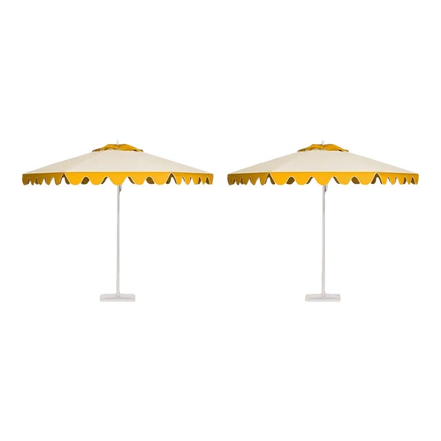 Lemon Frappe 9' Patio Umbrella, Canary Yellow & Cream, Set of 2 For Sale