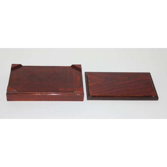 Mid-Century Modern Asian Style Wood Box For Sale - Image 4 of 8