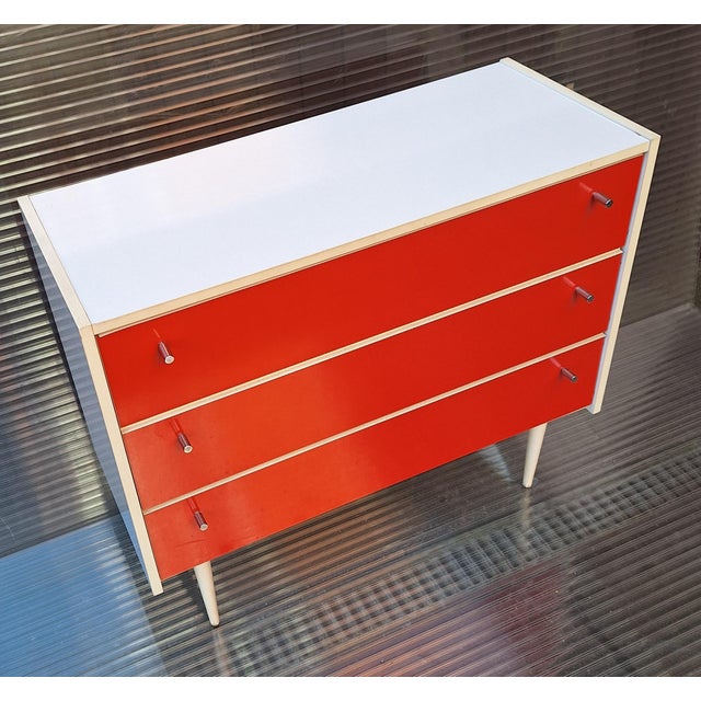 1970s Vintage Shoe Cabinet with White Body and Orange Doors, 1970s For Sale - Image 5 of 9