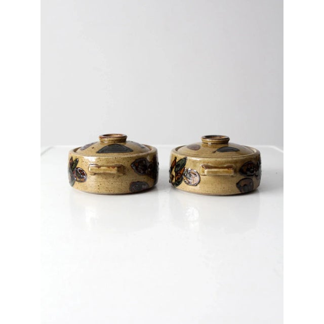 Contemporary Vintage Studio Pottery Covered Dishes Pair For Sale - Image 3 of 11