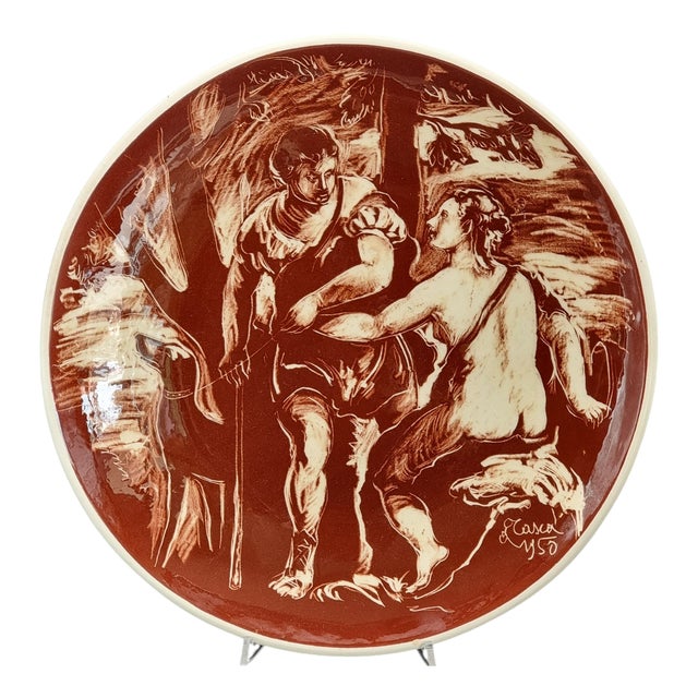 Ceramic Plates with Graffito by Alessio Tasca for Nove, 1950s, Set of 2 For Sale