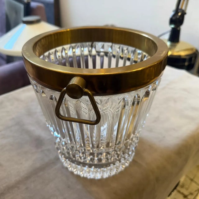 1970s Modern Silver Plated and Heavy Engraved Crystal French Wine Cooler For Sale - Image 16 of 16