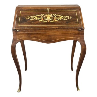 19th Century Louis XV Marquetry Drop-Front Secretary For Sale