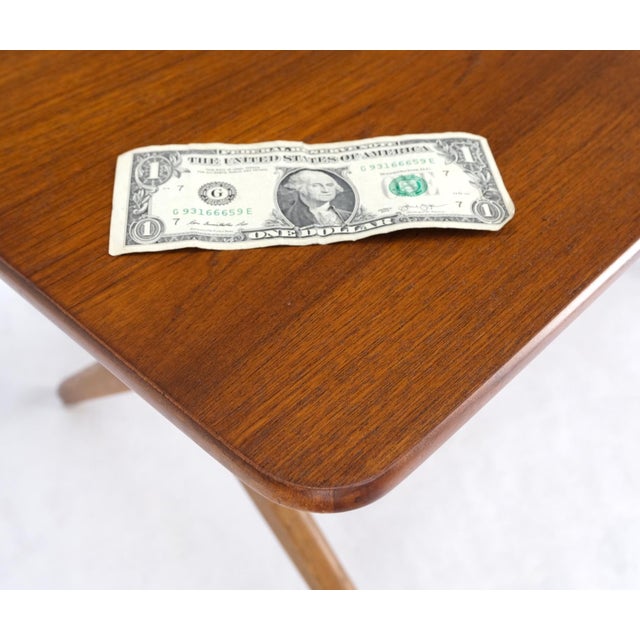 Wood Hans Wegner Danish Mid-Century Modern Teak & Brass X Base Coffee Side Table For Sale - Image 7 of 15