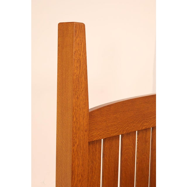 Custom Crafted Mission Style Oak Queen Bed Frame For Sale - Image 9 of 18