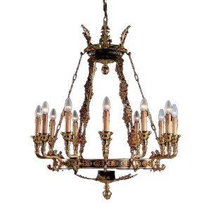 1956 Badari Empire Style Chandelier 12 Light Brass Metal