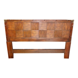 1970s Henredon Asian Tansu Style Queen Size Faux Bamboo Headboard For Sale